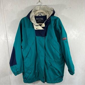 Pacific Trail Teal Raincoat Bomber Jacket Hooded Design Full Zip Vintage 90’s
